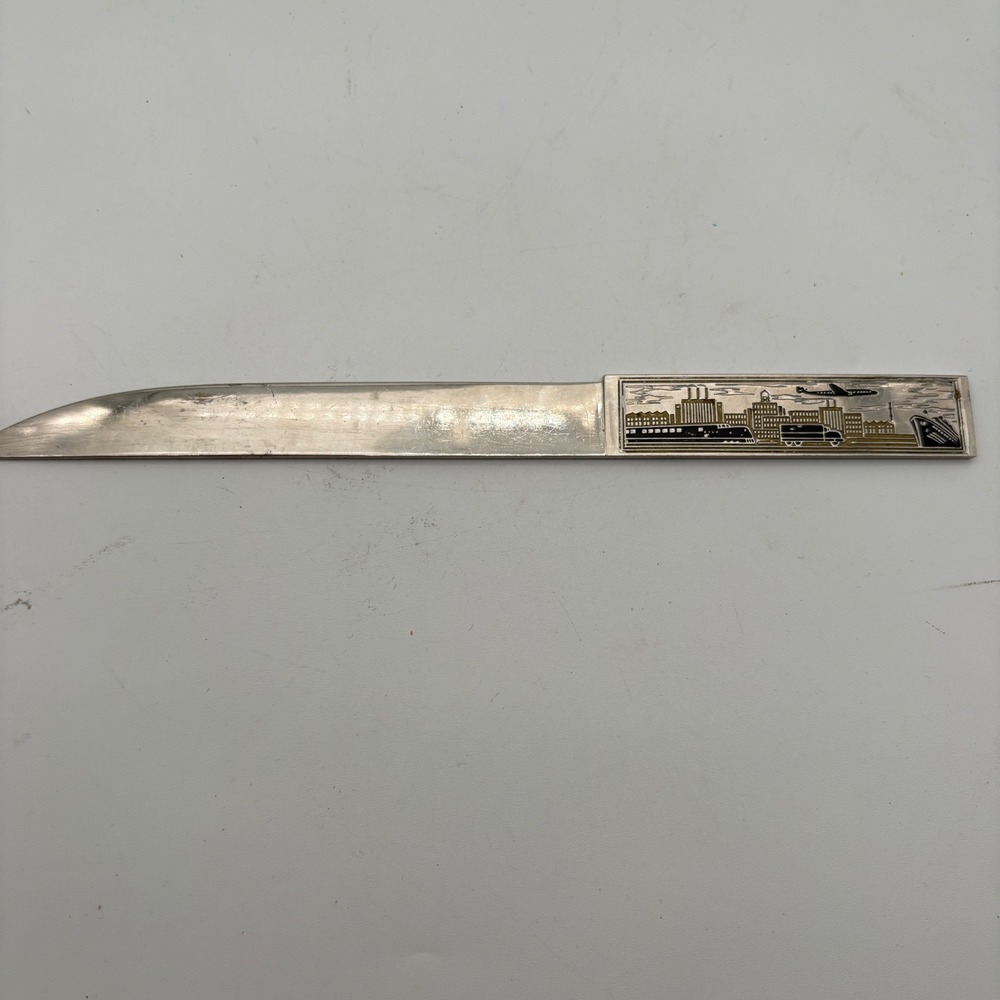 Vintage Solingen Germany Industrial plane Skyline Steel Letter Opener